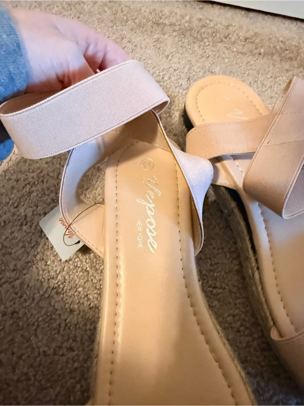 NWT Vepose Blush Nude Espadrille Platform Sandals 9.5